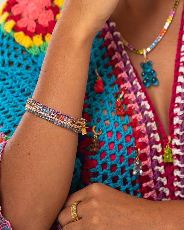 Crystal Haze Mega Nostalgia Bear Pendant - Pave Connector - Azure