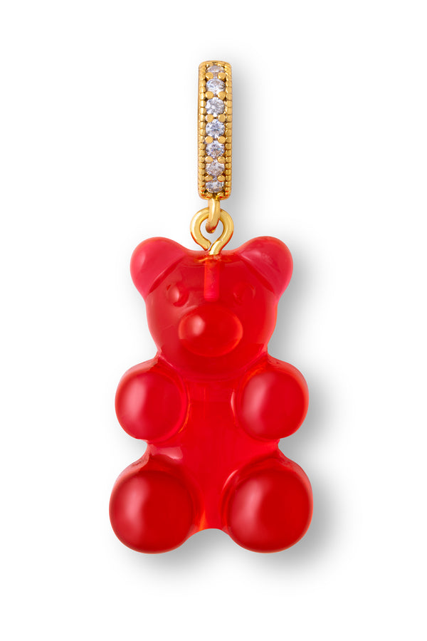 crystal haze Mega Nostalgia Bear Pendant - Pave Connector - Jelly Red