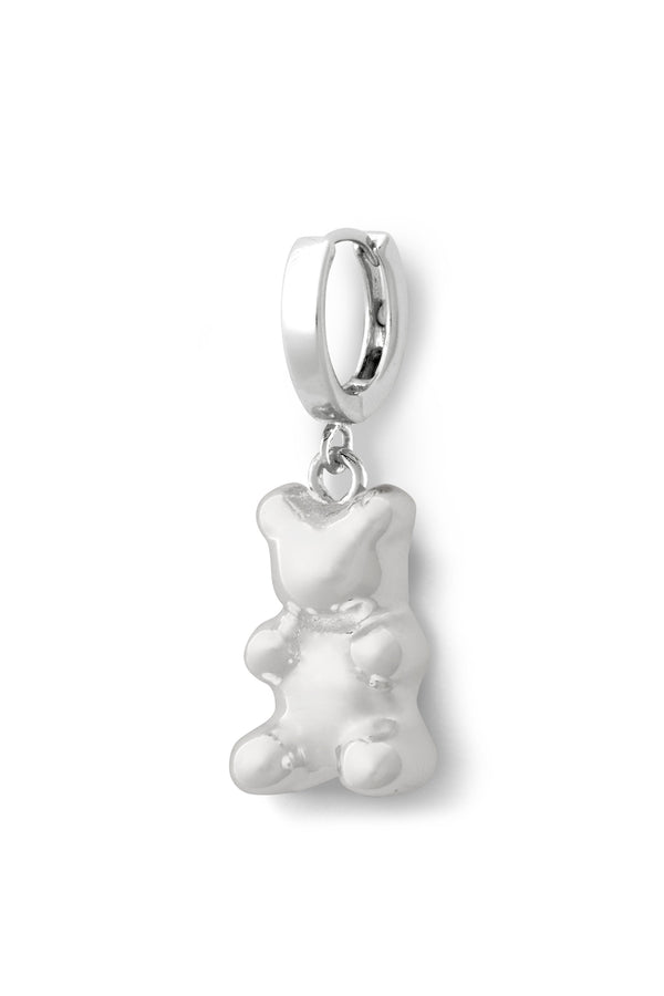 crystal haze Mini Nostalgia bear hoop - Silver plated