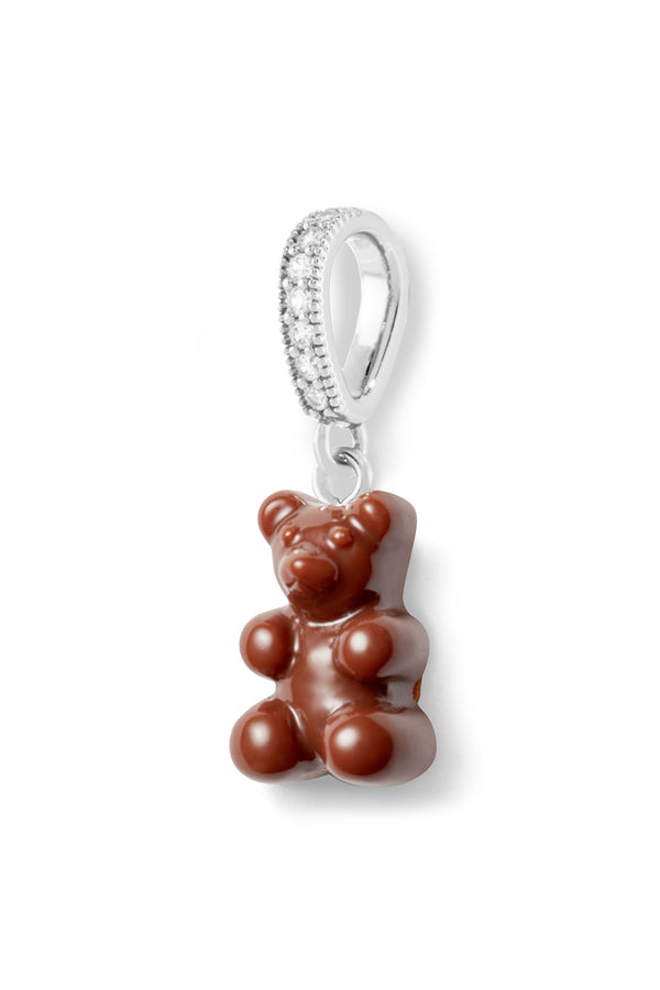 crystal haze Nostalgia bear - Chocolate - Silver plated Pave connector