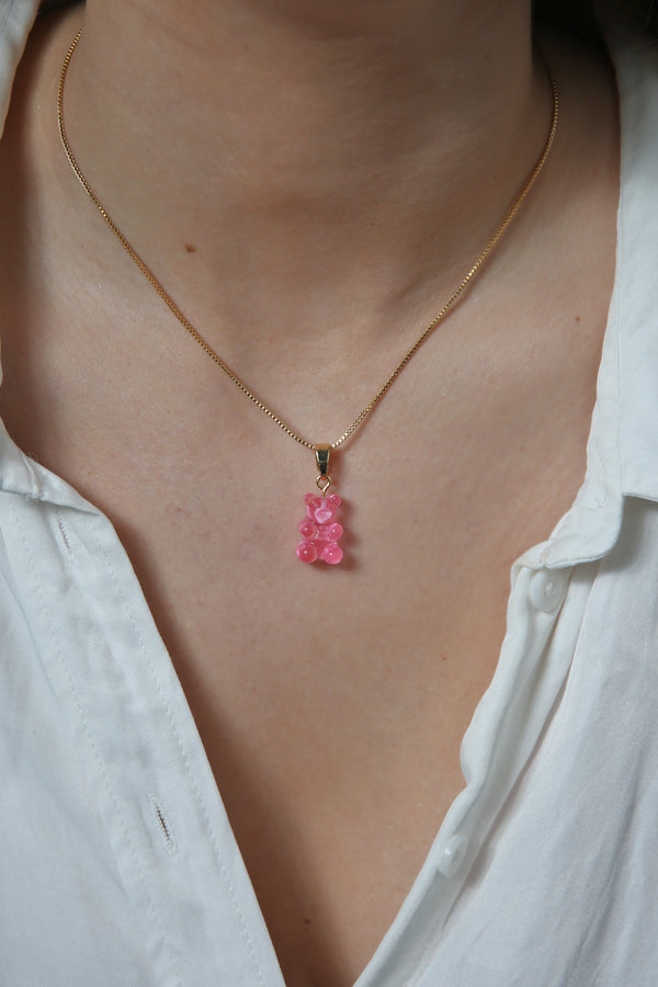 Crystal Haze Nostalgia Bear - Classic Connector - Gold - Bubblegum Pink