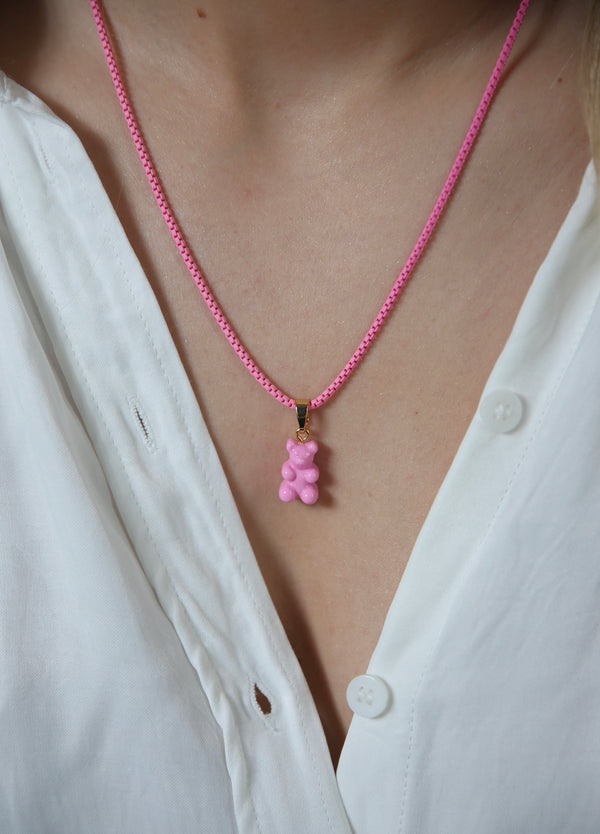 Crystal Haze Nostalgia Bear - Classic Connector - Gold - Bubblegum Pink