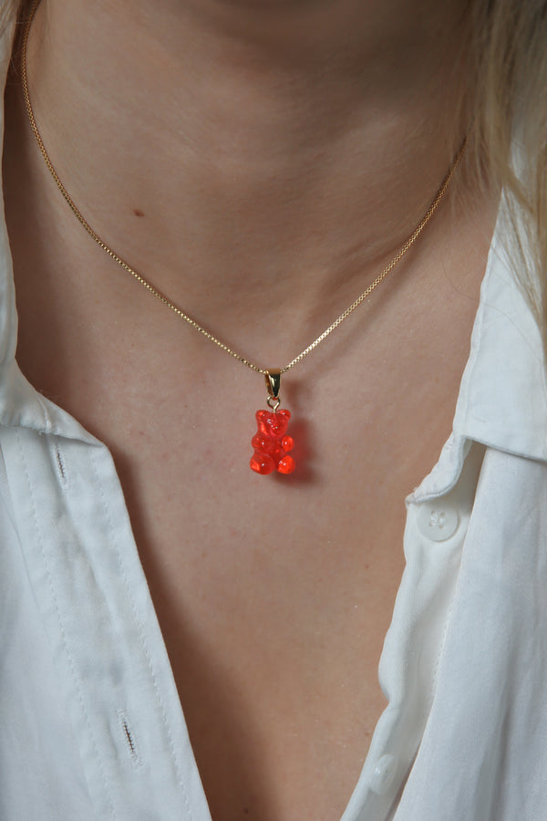 Crystal Haze Nostalgia Bear - Classic Connector - Gold - Jelly Red
