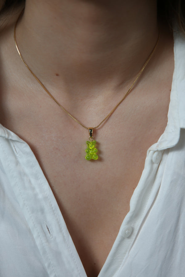 Crystal Haze Nostalgia Bear - Classic Connector - Gold - Lime