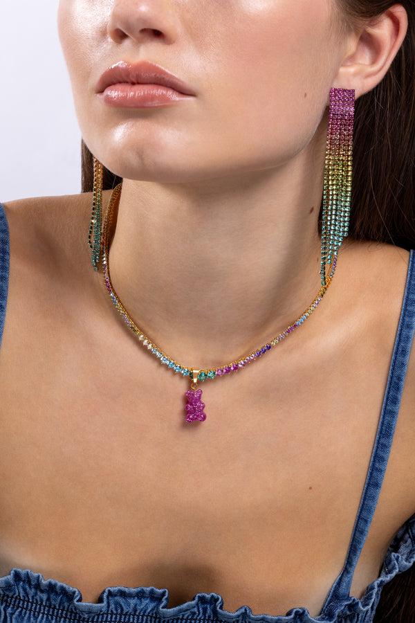 Crystal Haze Nostalgia Bear - Classic Connector - Gold - Magenta