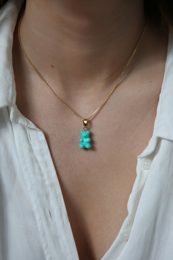 Crystal Haze Nostalgia Bear - Classic Connector - Gold - Mykonos Blue