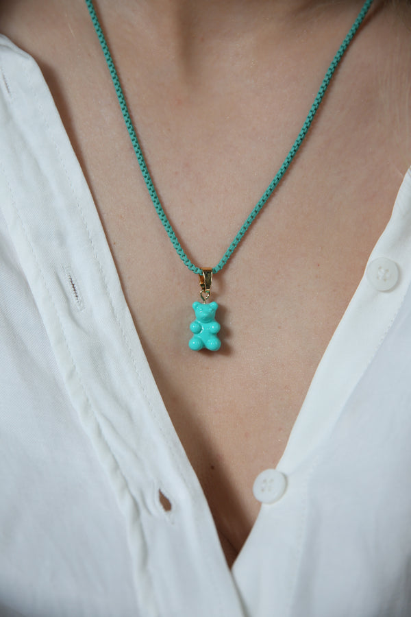 Crystal Haze Nostalgia Bear - Classic Connector - Gold - Mykonos Blue