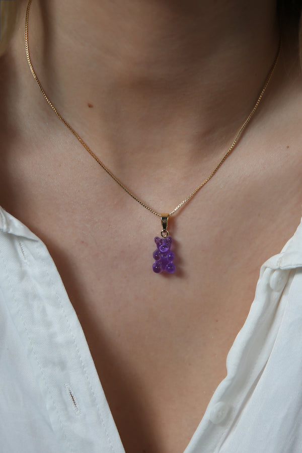 Crystal Haze Nostalgia Bear - Classic Connector - Gold - Plum