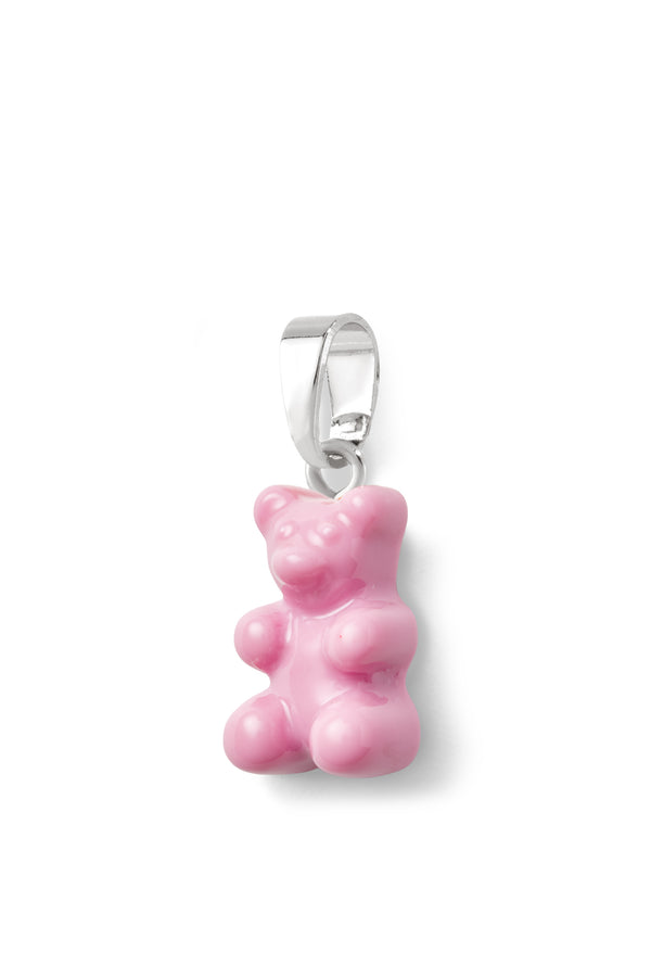 Crystal Haze Nostalgia Bear - Classic Connector - Silver Plated - Candy Pink