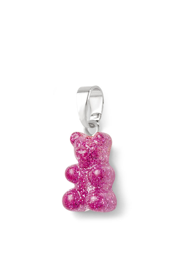 Crystal Haze Nostalgia Bear - Classic Connector - Silver Plated - Magenta