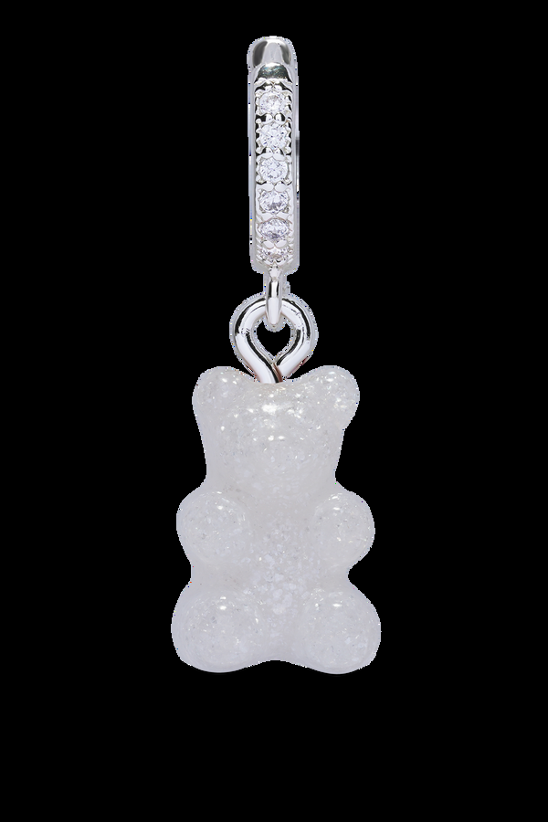 Crystal Haze Nostalgia Bear - Glittery - Silver Plated Hoop