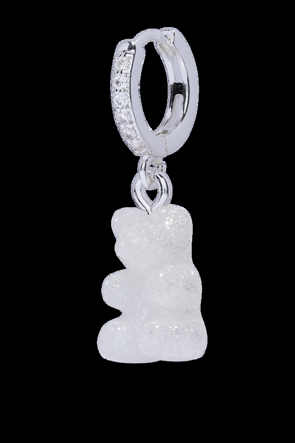 crystal haze Nostalgia Bear - Glittery - Silver Plated Hoop