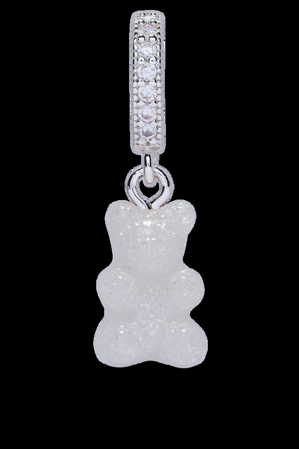 crystal haze Nostalgia Bear - Glittery - Silver Plated Pave Connector