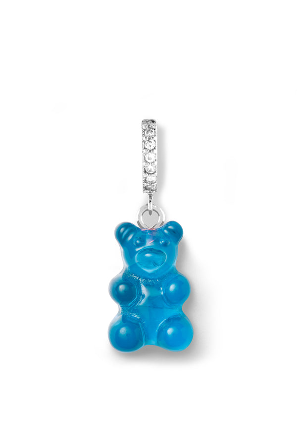 Crystal Haze Nostalgia Bear Hoop - Azure -Silver Plated
