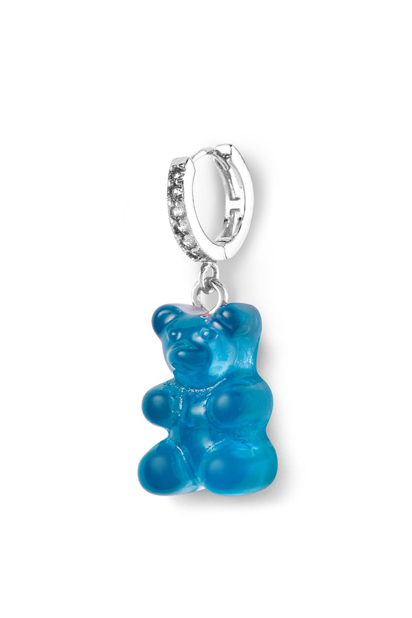 crystal haze Nostalgia bear hoop - Azure -Silver plated