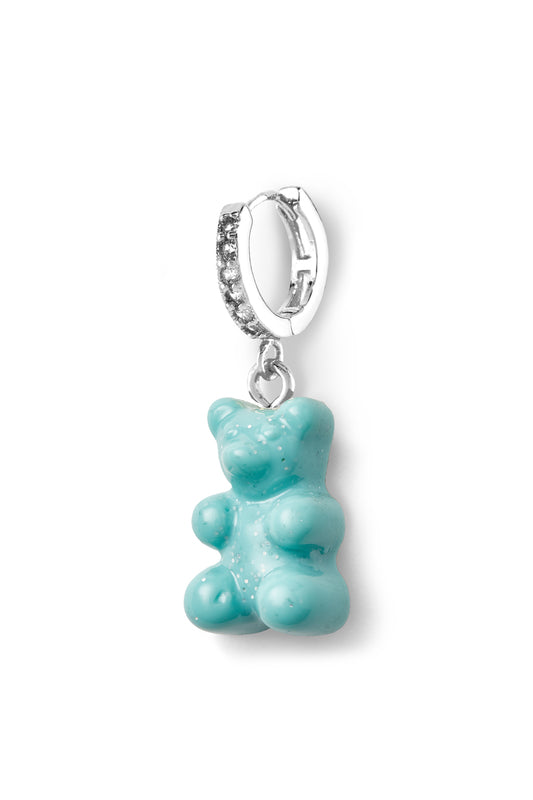 crystal haze Nostalgia bear hoop - Baby shark - Silver plated