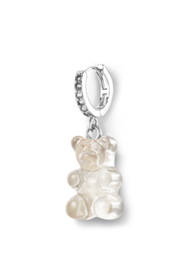 crystal haze Nostalgia bear hoop - Iced - Silver plated