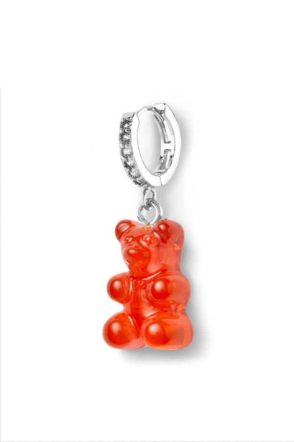 crystal haze Nostalgia bear hoop - Jelly red -Silver plated