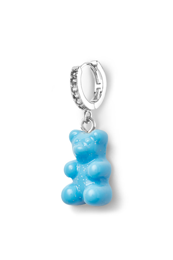 crystal haze Nostalgia bear hoop - Lagoon - Silver plated
