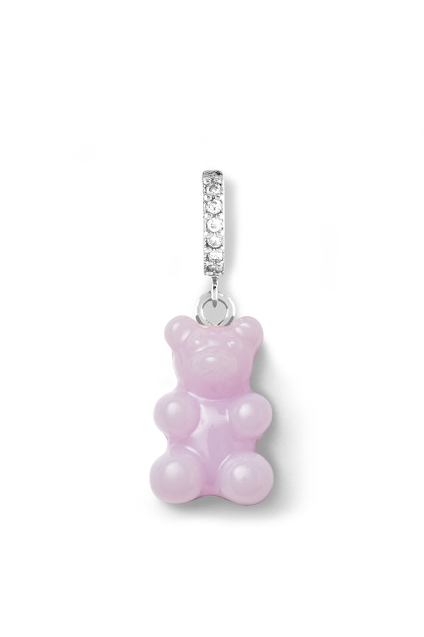 Crystal Haze Nostalgia Bear Hoop - Lavender - Silver Plated