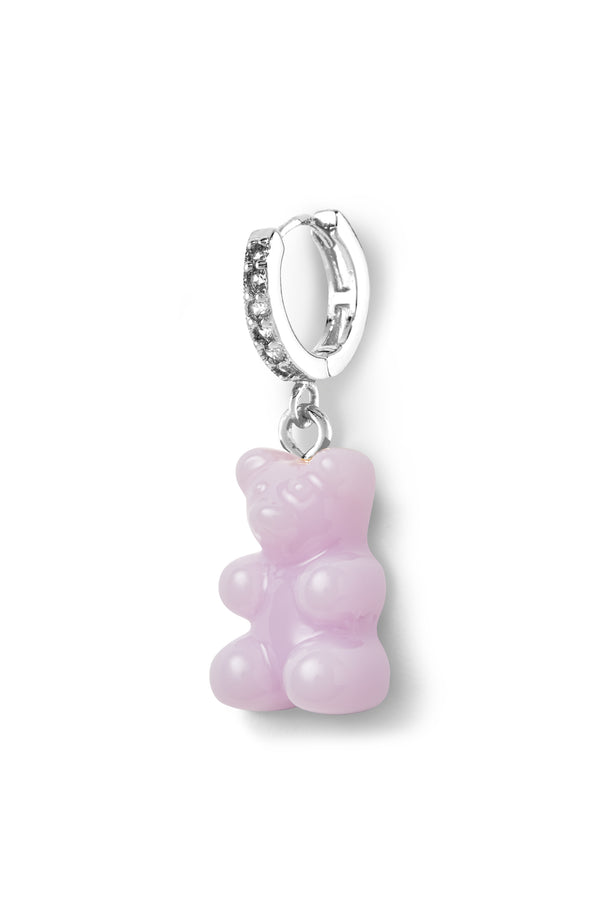 crystal haze Nostalgia bear hoop - Lavender - Silver plated