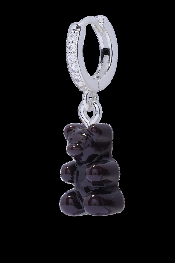 crystal haze Nostalgia Bear Hoop - Licorice - Silver plated