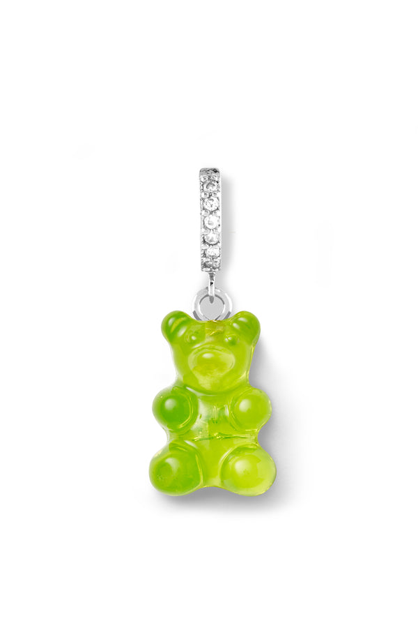 Crystal Haze Nostalgia Bear Hoop - Lime - Silver Plated