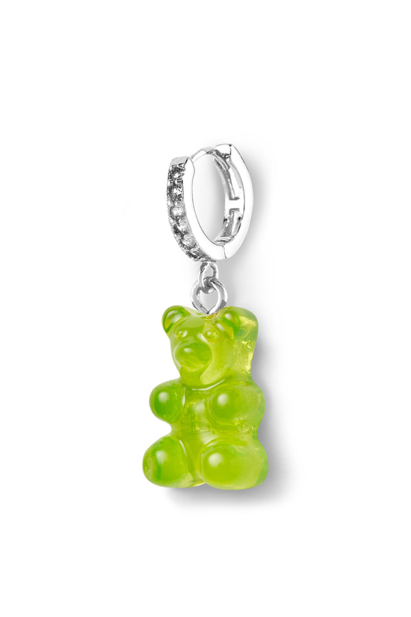 crystal haze Nostalgia bear hoop - Lime - Silver plated