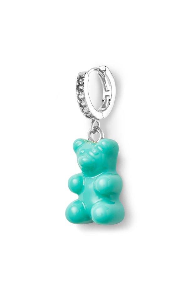 crystal haze Nostalgia bear hoop - Mykonos Blue - Silver plated