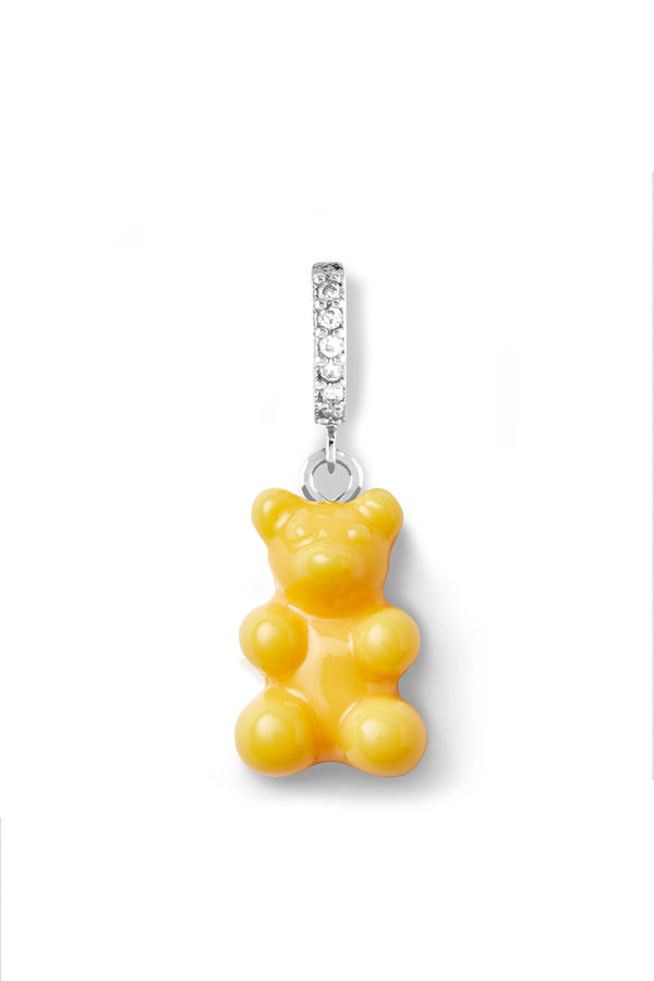 Crystal Haze Nostalgia Bear Hoop - NYC Taxi Yellow - Silver Plated