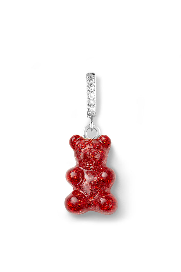 Crystal Haze Nostalgia Bear Hoop - Red Velvet - Silver Plated
