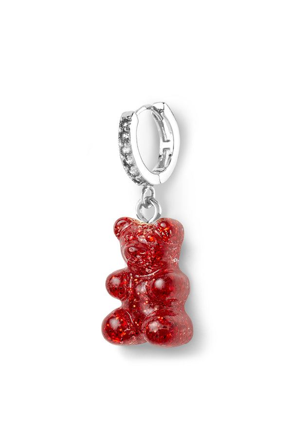 crystal haze Nostalgia bear hoop - Red velvet - Silver plated