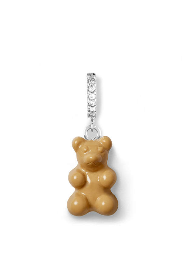 Crystal Haze Nostalgia Bear Hoop - Salt Caramel - Silver Plated