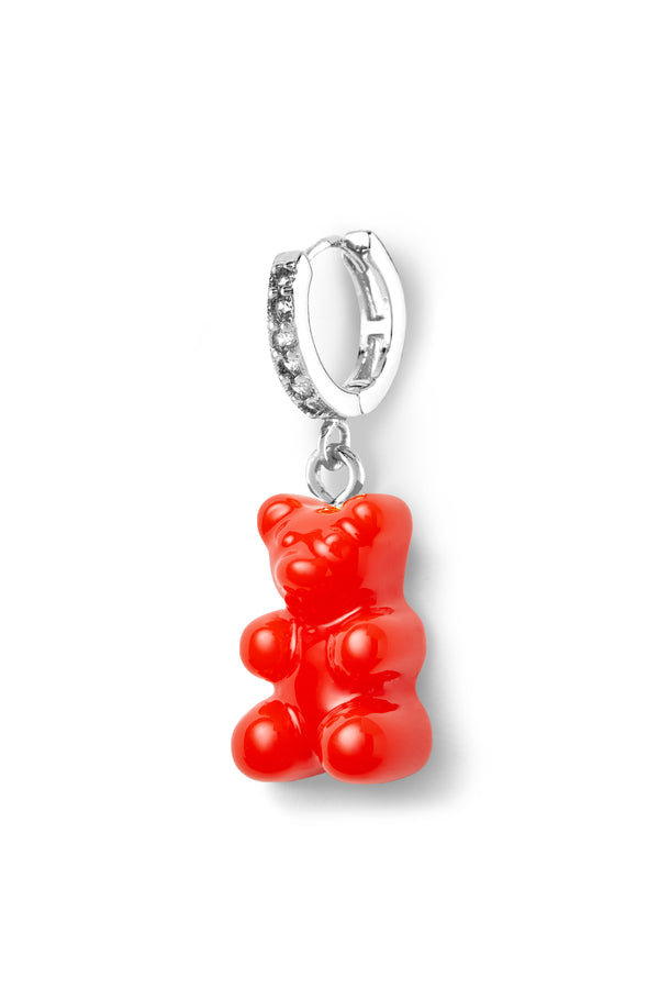 crystal haze Nostalgia bear hoop - Sangria - Silver plated