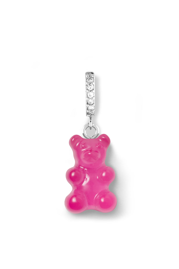 Crystal Haze Nostalgia Bear Hoop - Silver Plated - Lollipop