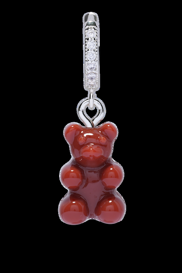 Crystal Haze Nostalgia Bear Hoop - Toffee - Silver Plated