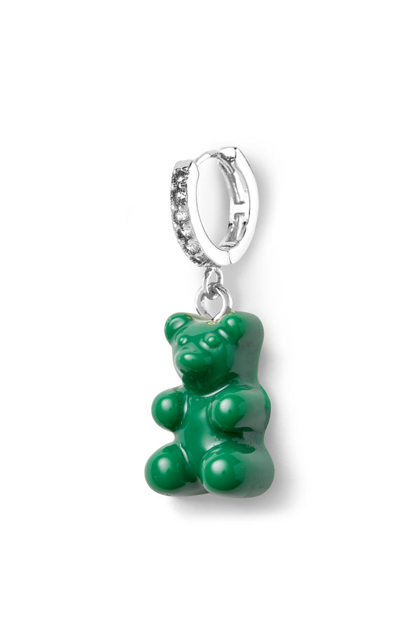 crystal haze Nostalgia bear hoop - Vegan - Silver plated