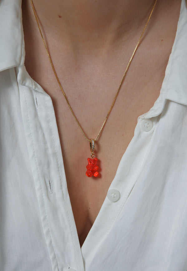 Crystal Haze Nostalgia Bear - Jelly Red - Pave Connector