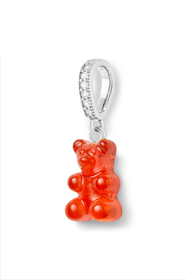 crystal haze Nostalgia bear - Jelly Red - Silver plated Pave connector