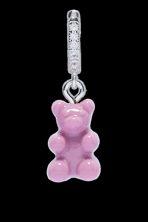Crystal Haze Nostalgia Bear - Mauve Pink - Silver Plated Hoop