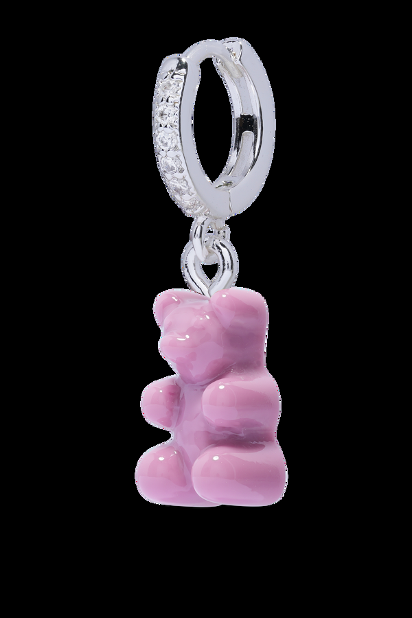 crystal haze Nostalgia Bear - Mauve Pink - Silver Plated Hoop