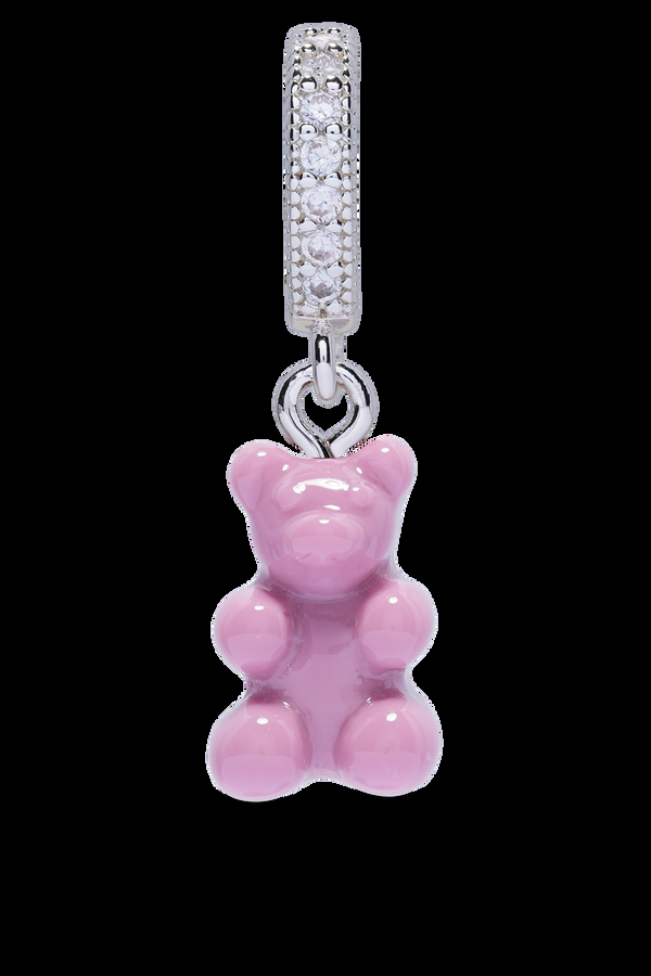 crystal haze Nostalgia Bear - Mauve Pink - Silver Plated Pave Connector