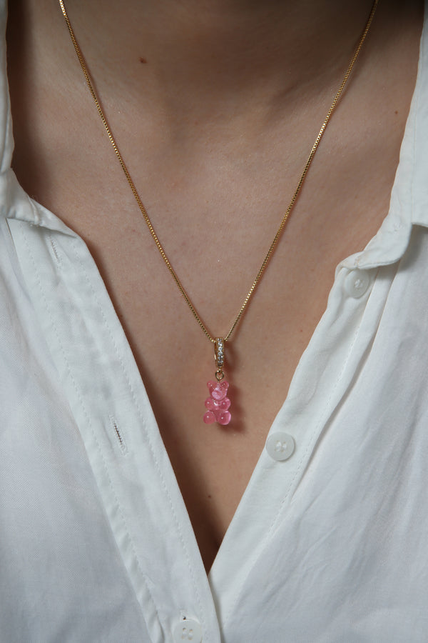 Crystal Haze Nostalgia Bear - Pave Connector - Bubblegum Pink