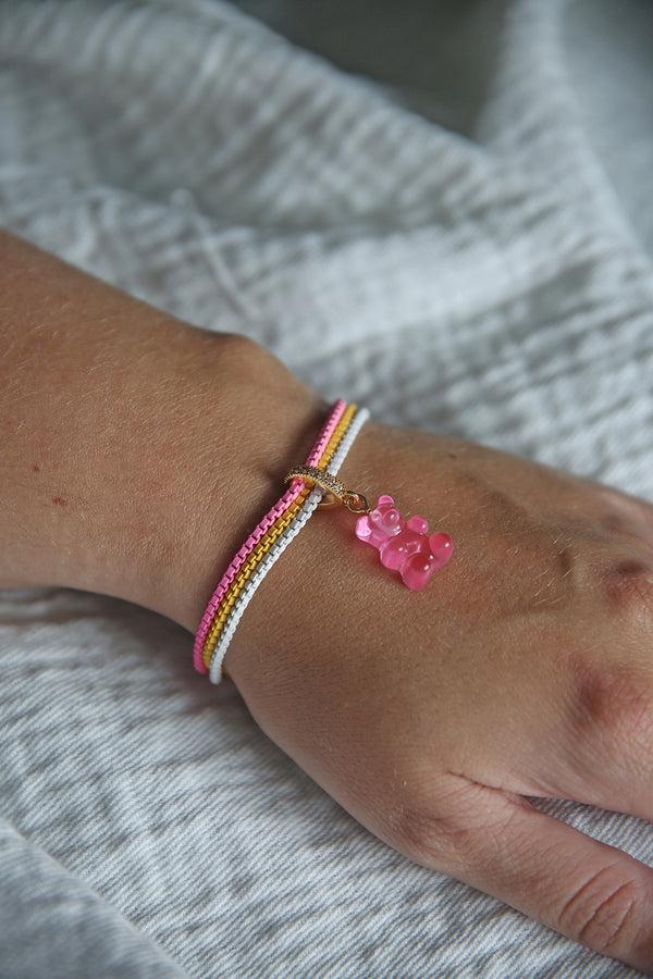 Crystal Haze Nostalgia Bear - Pave Connector - Bubblegum Pink