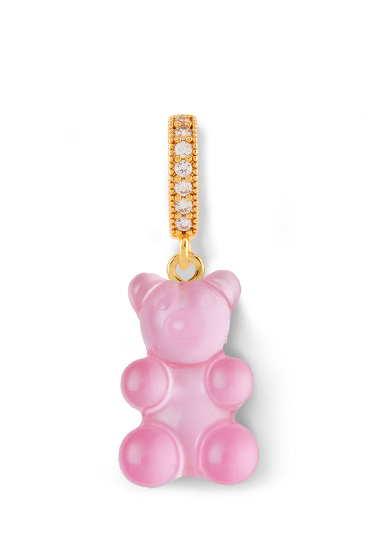 crystal haze Nostalgia Bear - Pave Connector - Gold Plated - Bubblegum Pink