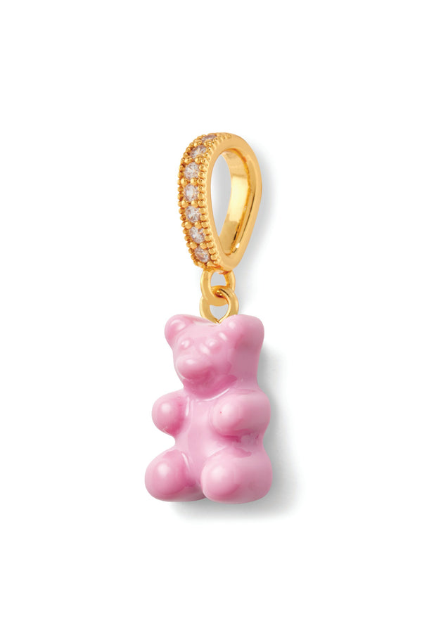 Crystal Haze Nostalgia Bear - Pave Connector - Gold Plated - Candy Pink