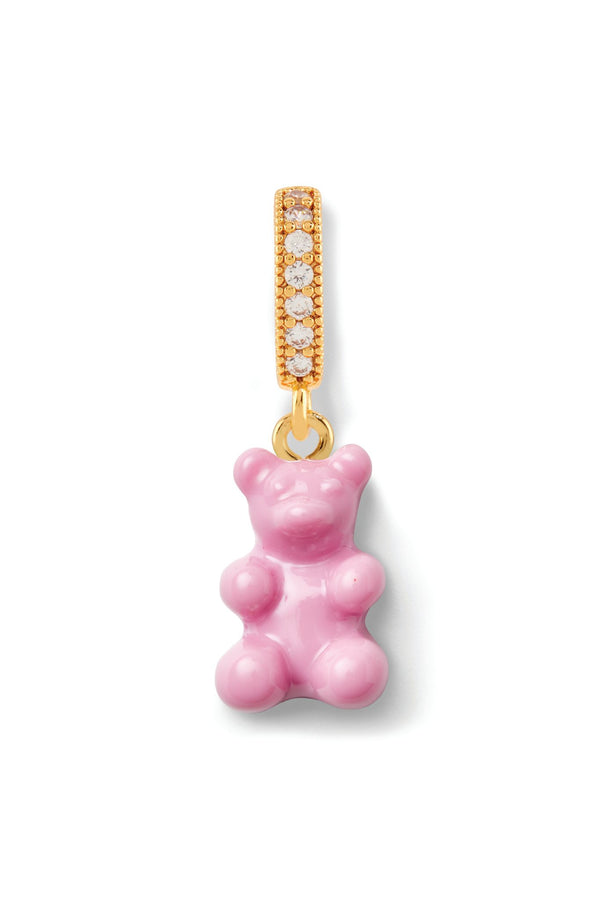 crystal haze Nostalgia Bear - Pave Connector - Gold Plated - Candy Pink