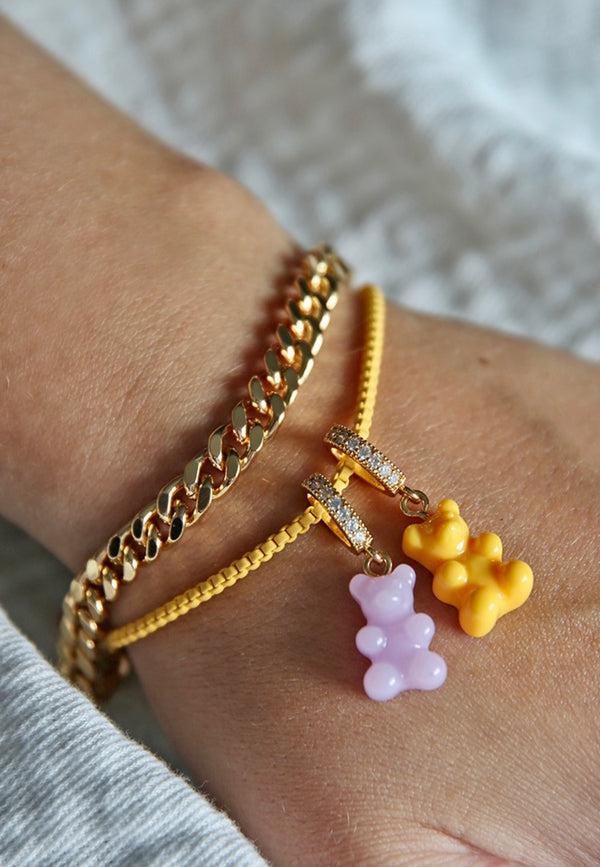 Crystal Haze Nostalgia Bear - Pave Connector - Gold Plated - Lavender