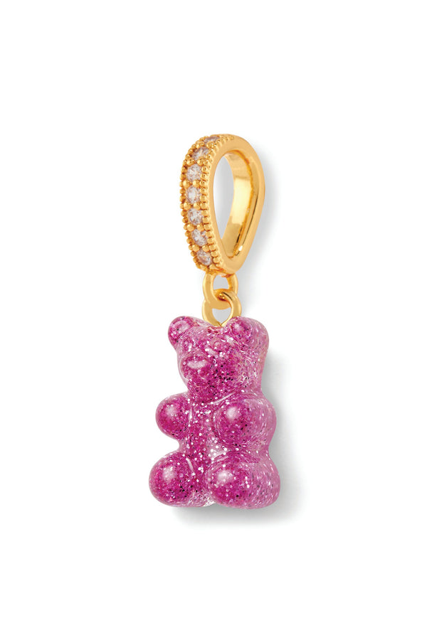 Crystal Haze Nostalgia Bear - Pave Connector - Gold Plated - Magenta