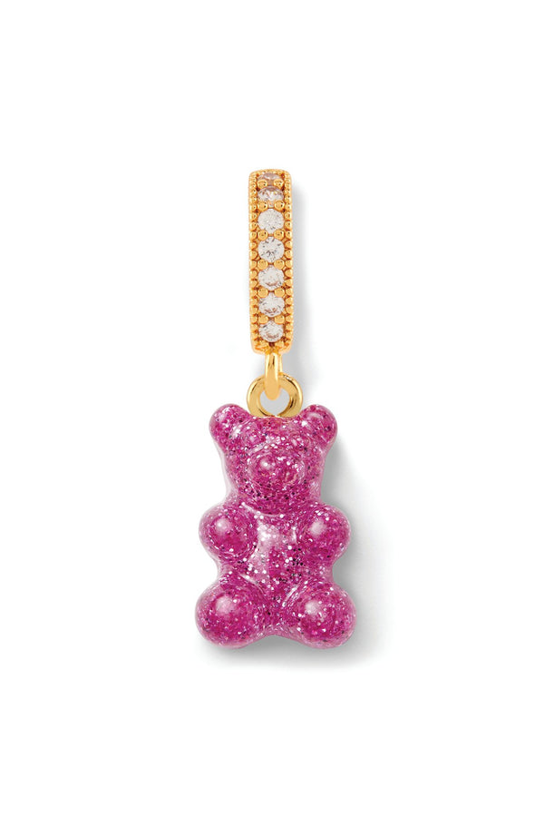 crystal haze Nostalgia Bear - Pave Connector - Gold Plated - Magenta